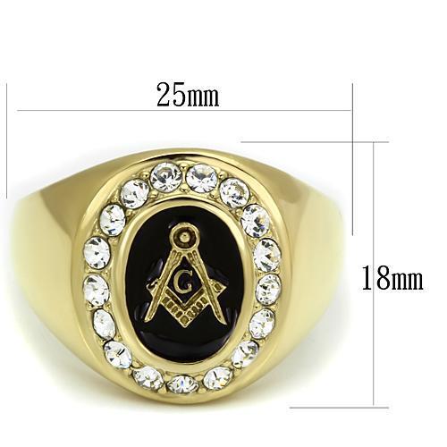 TK766 - Stainless Steel Ring IP Gold(Ion Plating) Men Top Grade Crystal Clear