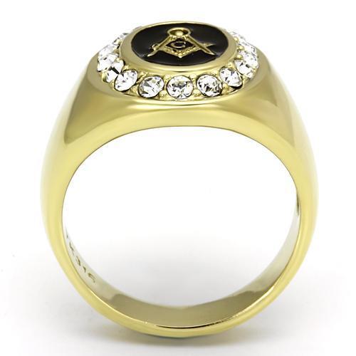 TK766 - Stainless Steel Ring IP Gold(Ion Plating) Men Top Grade Crystal Clear