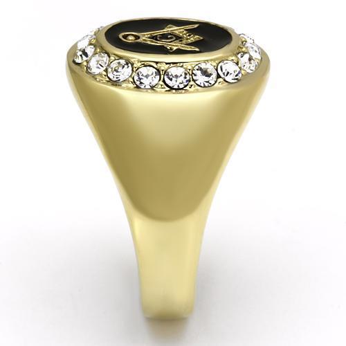 TK766 - Stainless Steel Ring IP Gold(Ion Plating) Men Top Grade Crystal Clear