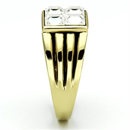 TK769 - Stainless Steel Ring IP Gold(Ion Plating) Men Top Grade Crystal Clear