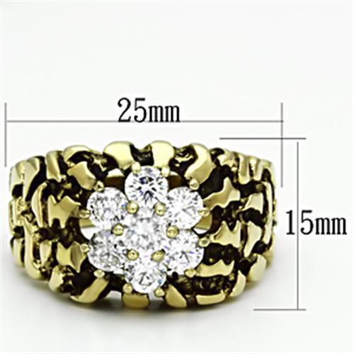 TK771 - Stainless Steel Ring IP Gold(Ion Plating) Men AAA Grade CZ Clear