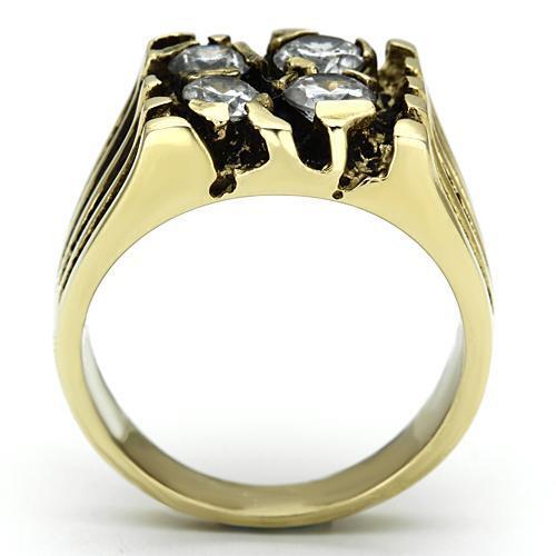 TK772 - Stainless Steel Ring IP Gold(Ion Plating) Men AAA Grade CZ Clear