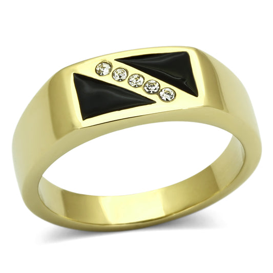 TK775 - Stainless Steel Ring IP Gold(Ion Plating) Men Top Grade Crystal Clear