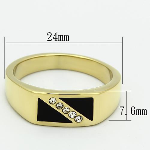 TK775 - Stainless Steel Ring IP Gold(Ion Plating) Men Top Grade Crystal Clear