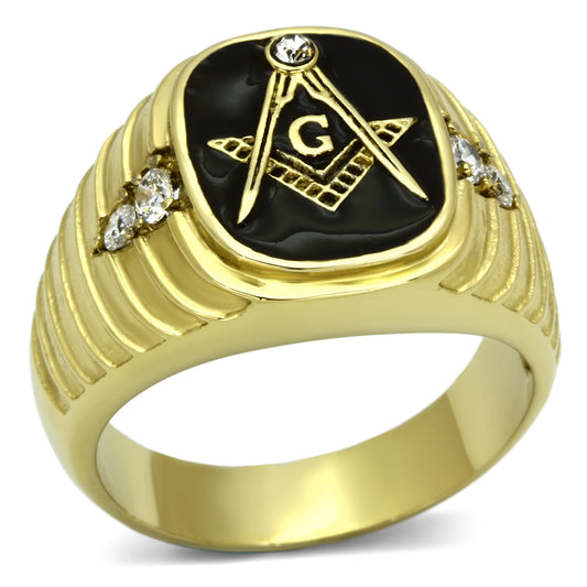 TK776 - Stainless Steel Ring IP Gold(Ion Plating) Men Top Grade Crystal Clear