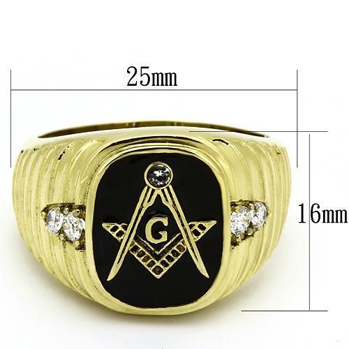 TK776 - Stainless Steel Ring IP Gold(Ion Plating) Men Top Grade Crystal Clear