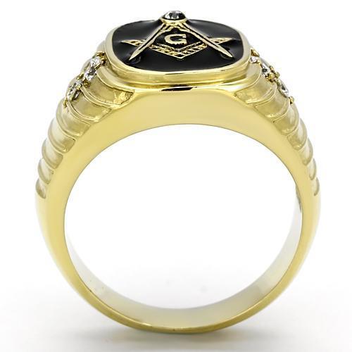 TK776 - Stainless Steel Ring IP Gold(Ion Plating) Men Top Grade Crystal Clear