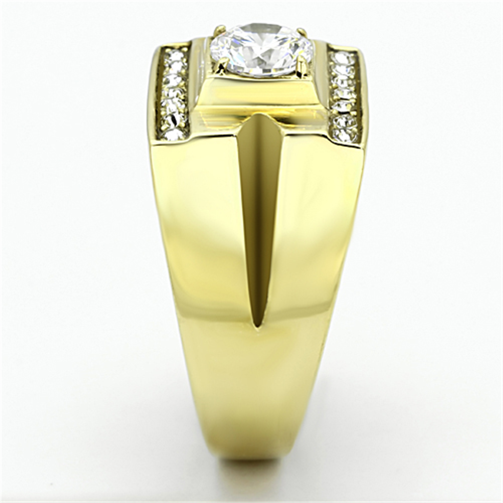 TK777 - Stainless Steel Ring IP Gold(Ion Plating) Men AAA Grade CZ Clear