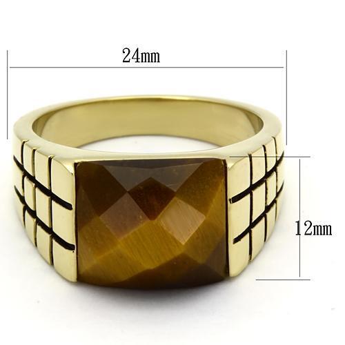 TK779 - Stainless Steel Ring IP Gold(Ion Plating) Men Semi-Precious Topaz