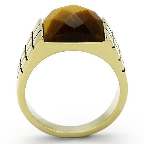 TK779 - Stainless Steel Ring IP Gold(Ion Plating) Men Semi-Precious Topaz