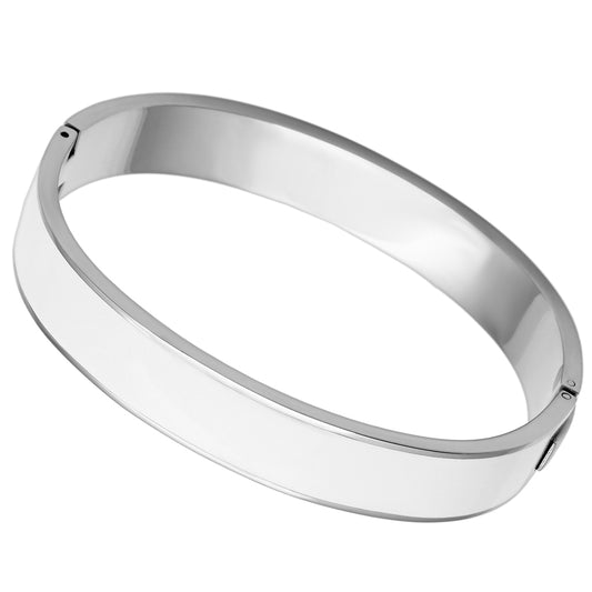 TK789 - Stainless Steel Bangle High polished (no plating) Women Epoxy White