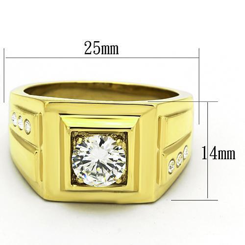 TK791 - Stainless Steel Ring IP Gold(Ion Plating) Men AAA Grade CZ Clear