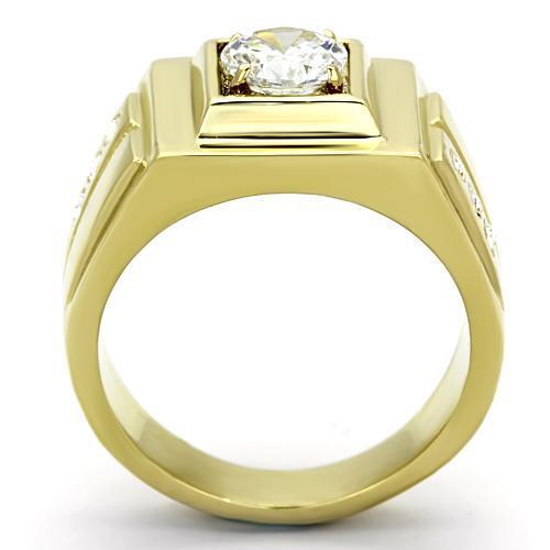 TK791 - Stainless Steel Ring IP Gold(Ion Plating) Men AAA Grade CZ Clear