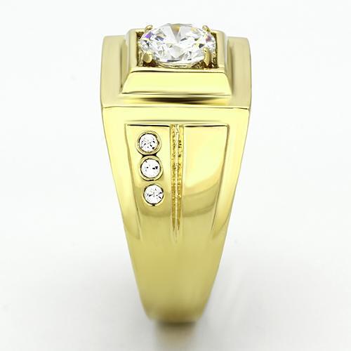 TK791 - Stainless Steel Ring IP Gold(Ion Plating) Men AAA Grade CZ Clear