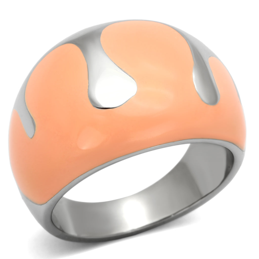 TK802 - Stainless Steel Ring High polished (no plating) Women Epoxy Orange