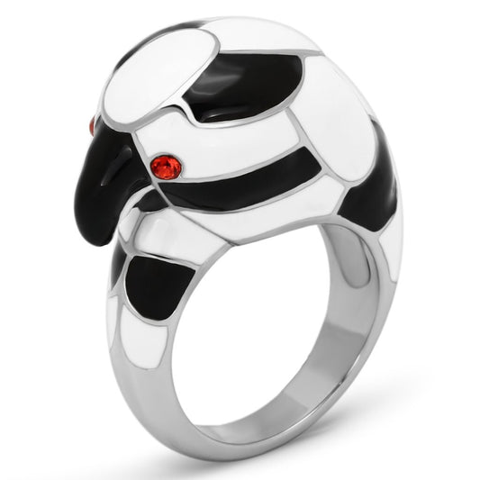 TK806 - Stainless Steel Ring High polished (no plating) Women Top Grade Crystal Orange