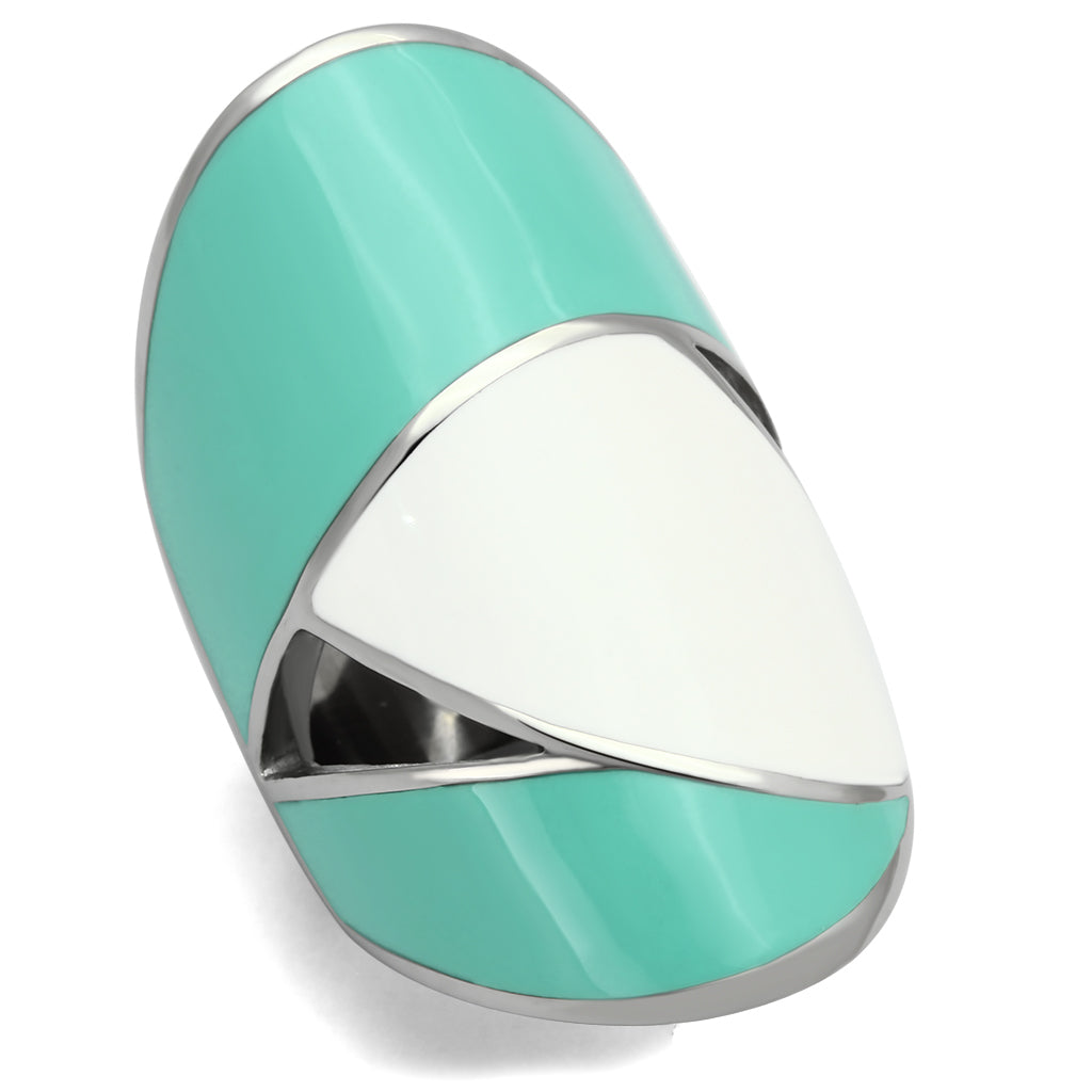 TK808 - Stainless Steel Ring High polished (no plating) Women Epoxy Multi Color