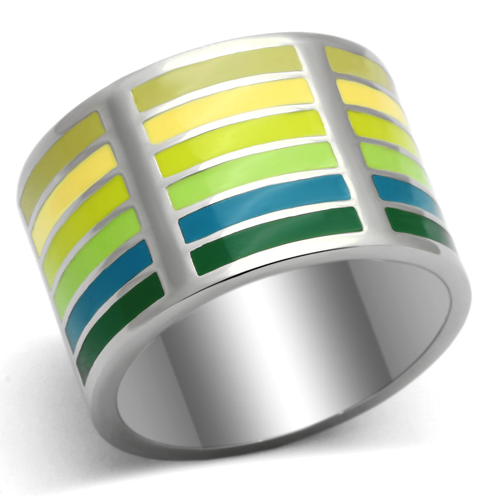 TK819 - Stainless Steel Ring High polished (no plating) Women Epoxy Multi Color