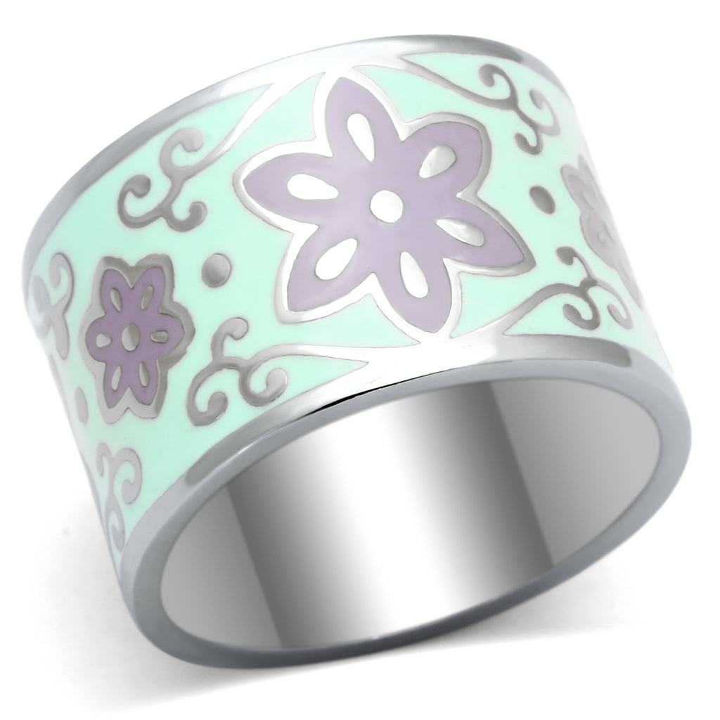 TK824 - Stainless Steel Ring High polished (no plating) Women Epoxy Multi Color