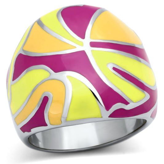 TK834 - Stainless Steel Ring High polished (no plating) Women Epoxy Multi Color