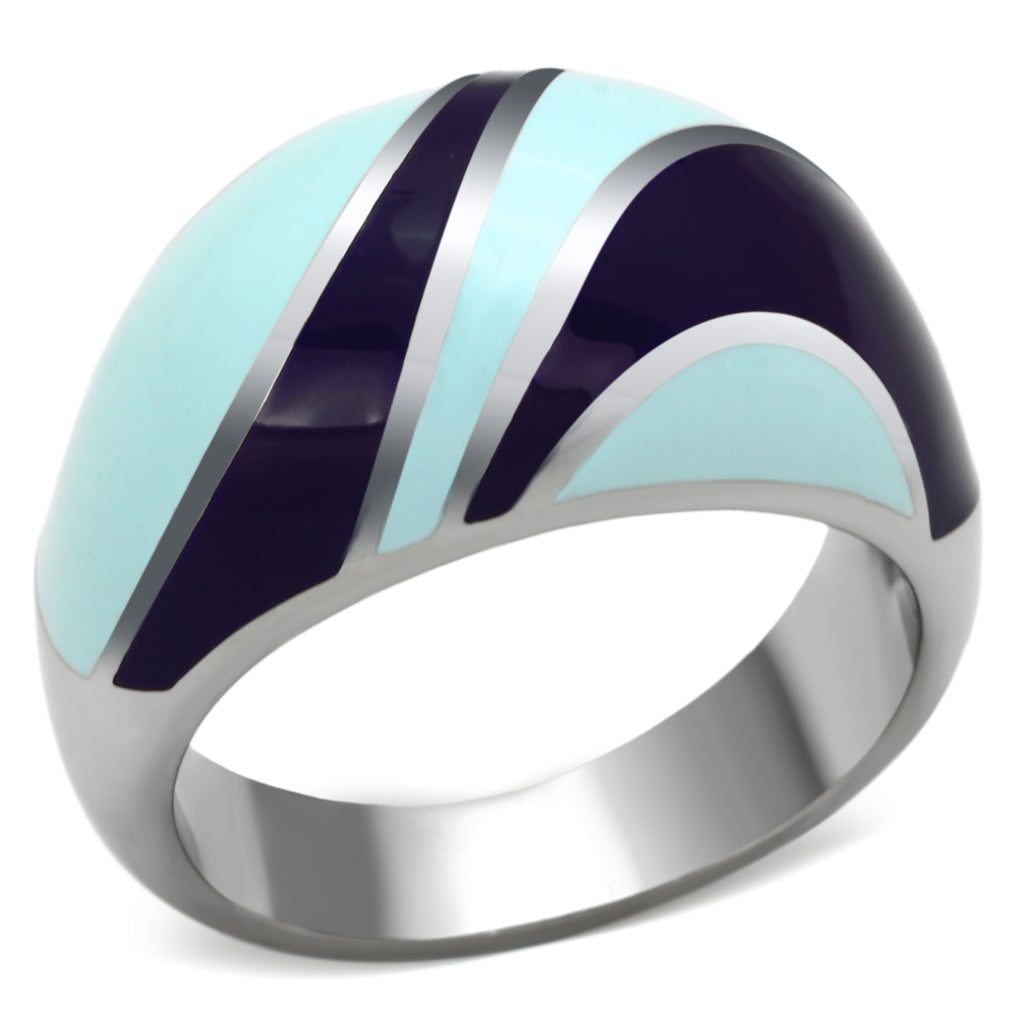 TK835 - Stainless Steel Ring High polished (no plating) Women Epoxy Multi Color