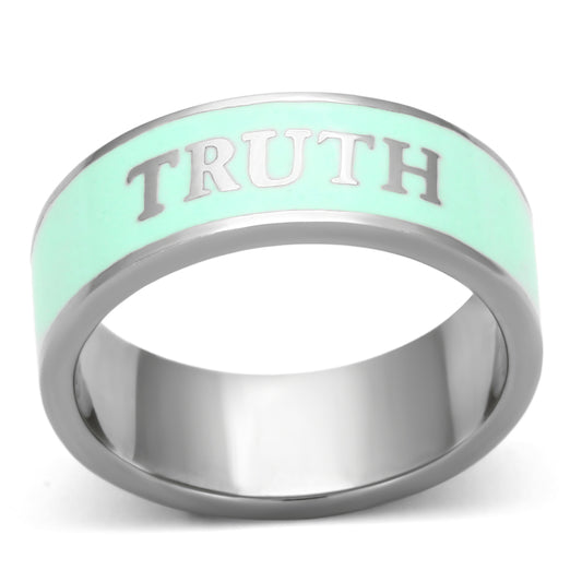 TK836 - Stainless Steel Ring High polished (no plating) Women Epoxy Turquoise