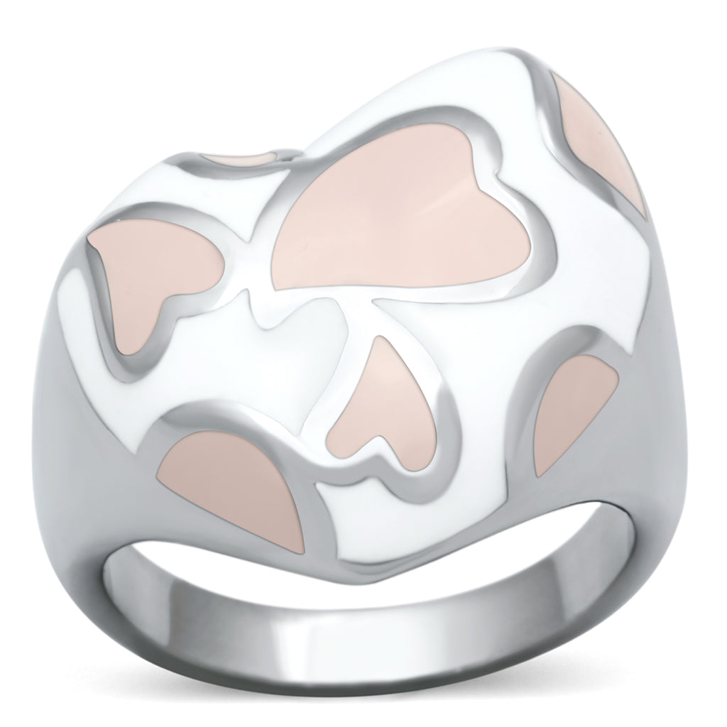 TK843 - Stainless Steel Ring High polished (no plating) Women Epoxy Multi Color