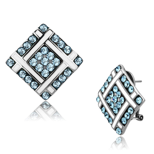 TK850 - Stainless Steel Earrings High polished (no plating) Women Top Grade Crystal Sea Blue