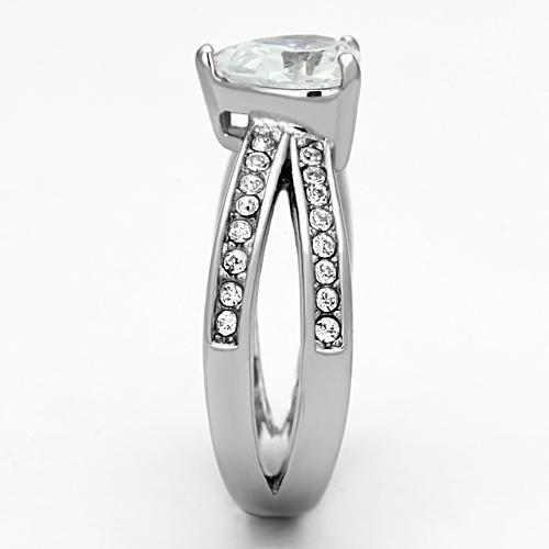 TK851 - Stainless Steel Ring High polished (no plating) Women AAA Grade CZ Clear