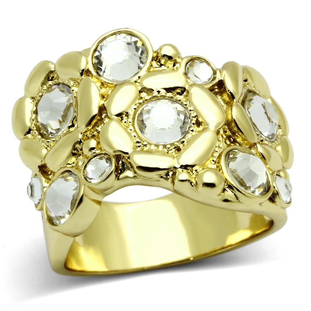 TK856 - Stainless Steel Ring IP Gold(Ion Plating) Women Top Grade Crystal Clear