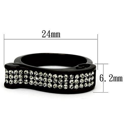 TK862 - Stainless Steel Ring IP Black(Ion Plating) Women Top Grade Crystal Black Diamond