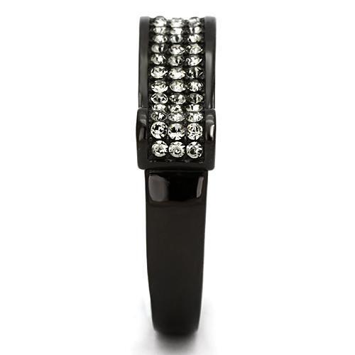 TK862 - Stainless Steel Ring IP Black(Ion Plating) Women Top Grade Crystal Black Diamond