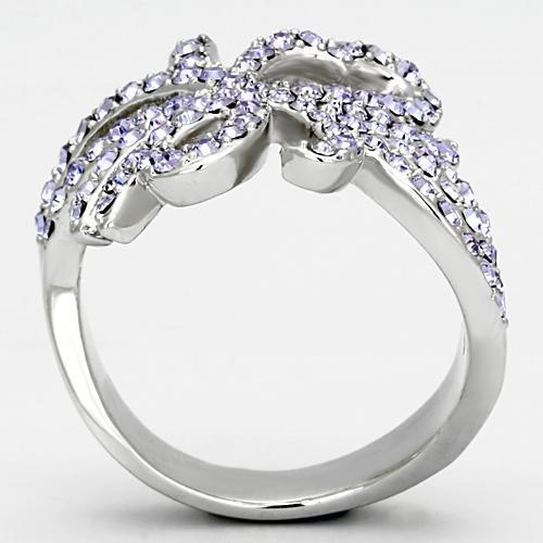 TK869 - Stainless Steel Ring High polished (no plating) Women Top Grade Crystal Light Sapphire