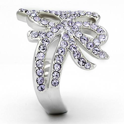 TK869 - Stainless Steel Ring High polished (no plating) Women Top Grade Crystal Light Sapphire