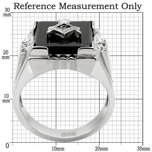 TK8X027 - Stainless Steel Ring High polished (no plating) Men Semi-Precious Jet