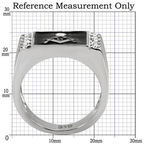 TK8X030 - Stainless Steel Ring High polished (no plating) Men AAA Grade CZ Clear