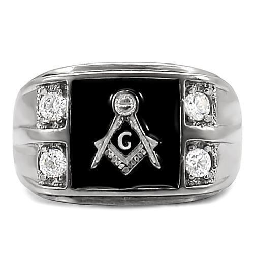 TK8X031 - Stainless Steel Ring High polished (no plating) Men AAA Grade CZ Clear