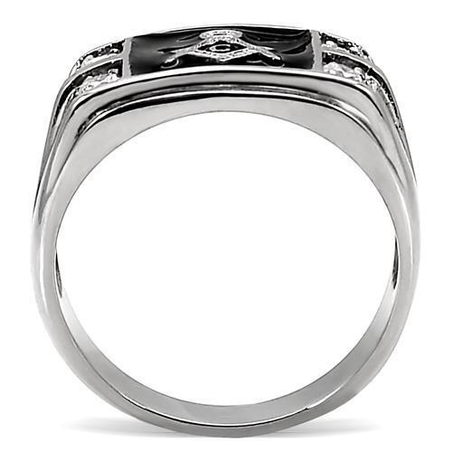 TK8X031 - Stainless Steel Ring High polished (no plating) Men AAA Grade CZ Clear