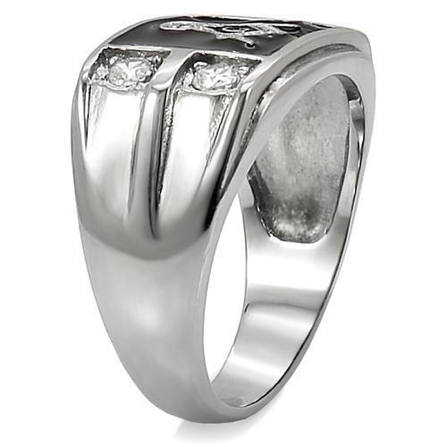 TK8X031 - Stainless Steel Ring High polished (no plating) Men AAA Grade CZ Clear