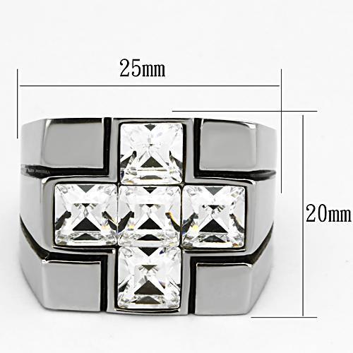 TK919 - Stainless Steel Ring High polished (no plating) Men Top Grade Crystal Clear