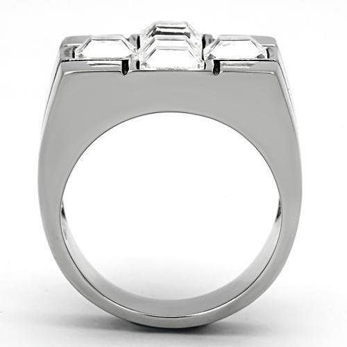 TK919 - Stainless Steel Ring High polished (no plating) Men Top Grade Crystal Clear