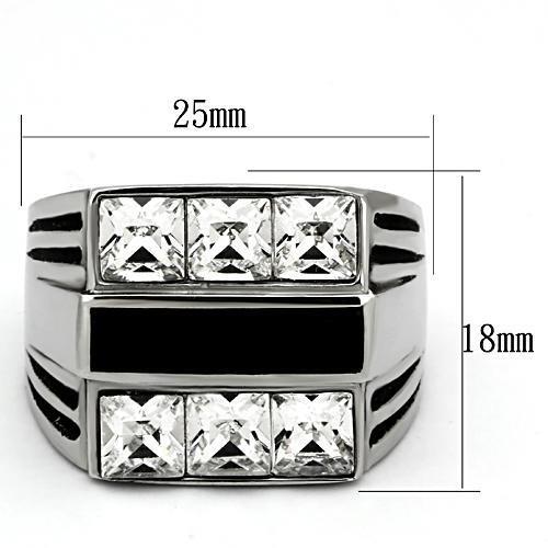 TK920 - Stainless Steel Ring High polished (no plating) Men Top Grade Crystal Clear