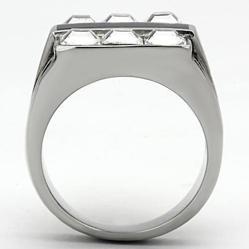 TK920 - Stainless Steel Ring High polished (no plating) Men Top Grade Crystal Clear