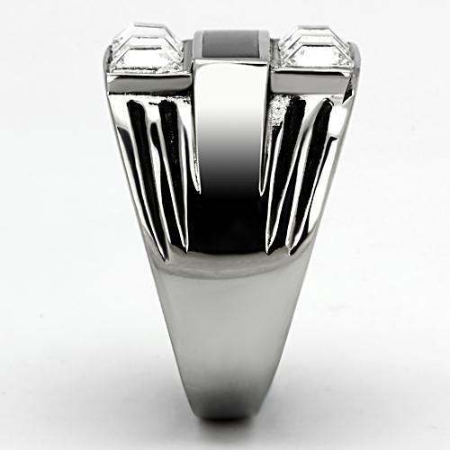 TK920 - Stainless Steel Ring High polished (no plating) Men Top Grade Crystal Clear