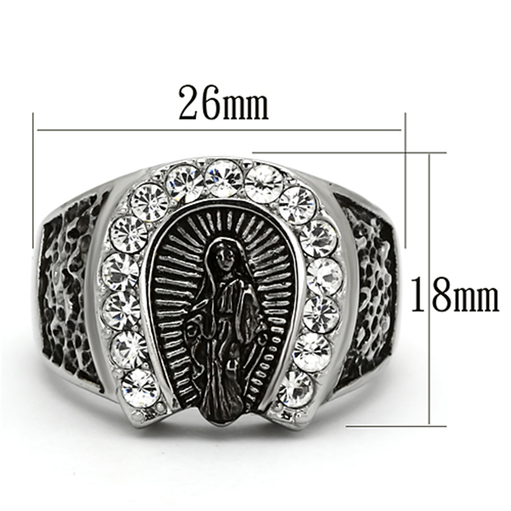 TK942 - Stainless Steel Ring High polished (no plating) Men Top Grade Crystal Clear