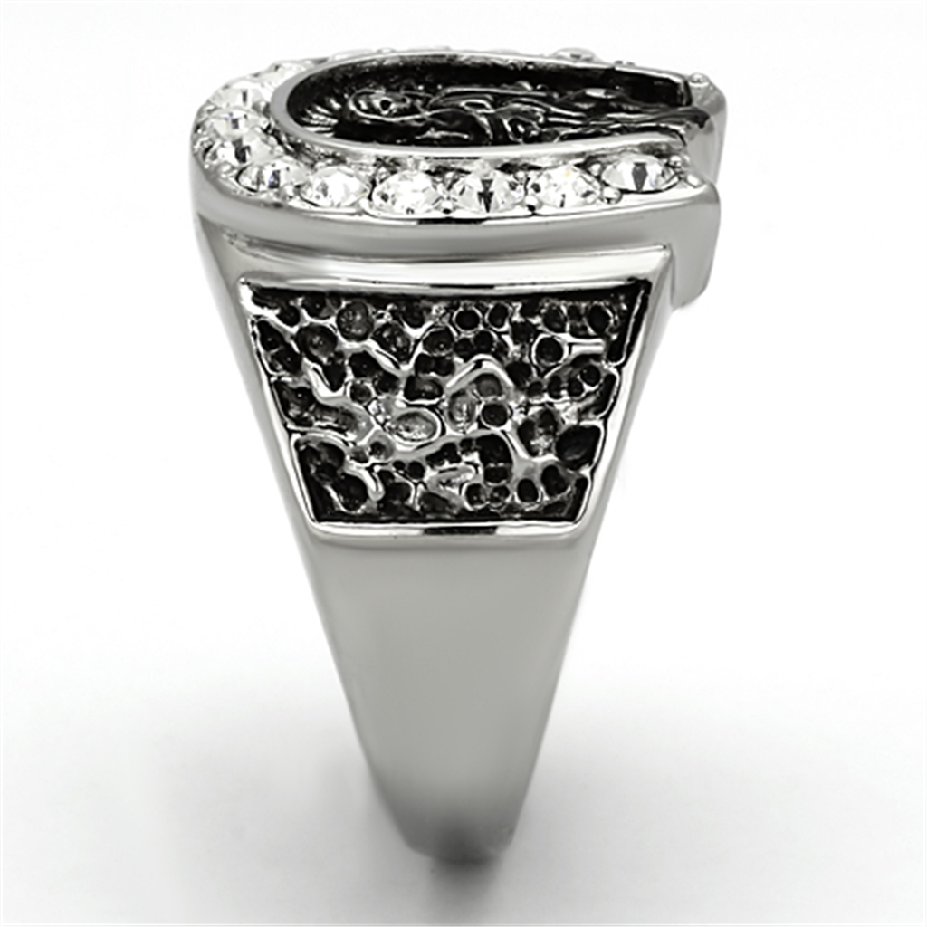 TK942 - Stainless Steel Ring High polished (no plating) Men Top Grade Crystal Clear