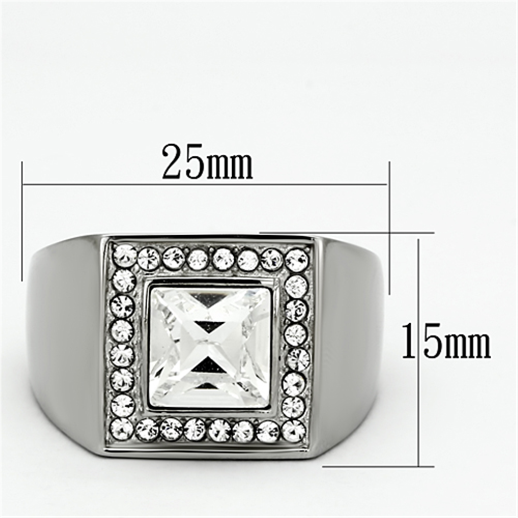 TK945 - Stainless Steel Ring High polished (no plating) Men Top Grade Crystal Clear