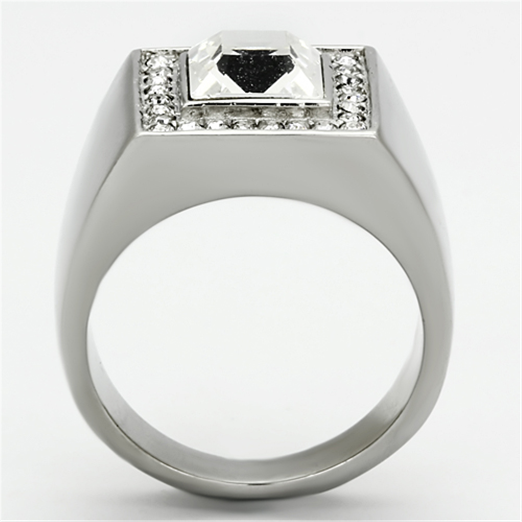 TK945 - Stainless Steel Ring High polished (no plating) Men Top Grade Crystal Clear