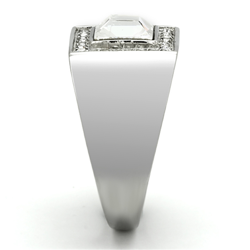 TK945 - Stainless Steel Ring High polished (no plating) Men Top Grade Crystal Clear