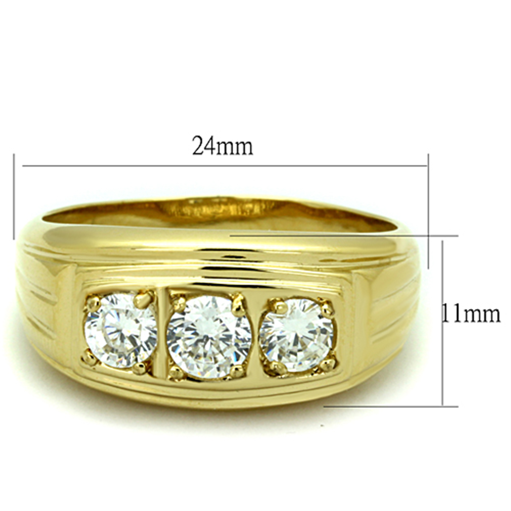 TK946G - Stainless Steel Ring IP Gold(Ion Plating) Men AAA Grade CZ Clear